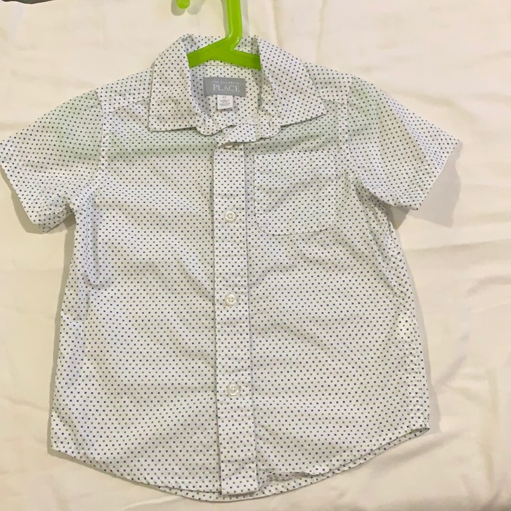 White with blue and green designs,